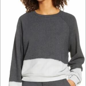 Zella Dip Dye Crewneck Gray White  Sweatshirt New with tag W-165 Size S